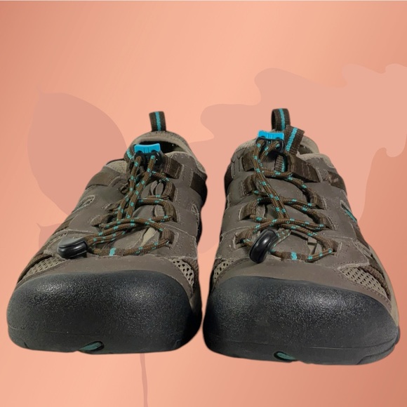KEEN Waterproof Sport Shoe Women’s Size 9.5 Leather Brown/Turquoise #5133 - Picture 8 of 11
